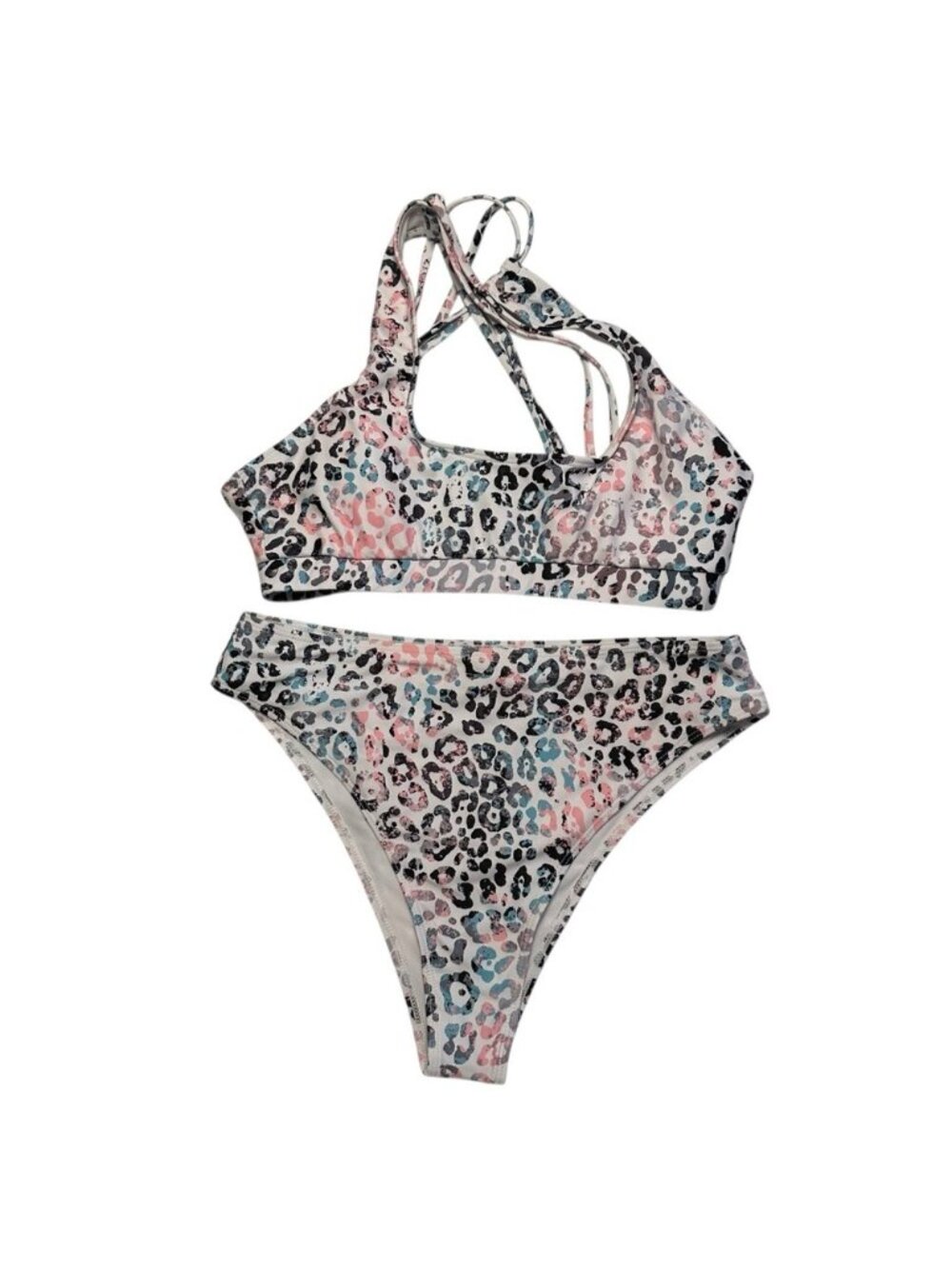 NWOT Shein | Pink & Black Animal Print High Waist Bikini Set Size Large - Picture 2 of 9